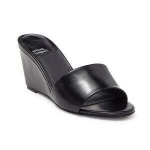 Jeffrey Campbell Raelynn Wedge Sandals Women's Sz 6 Black Leather Slip On Mules